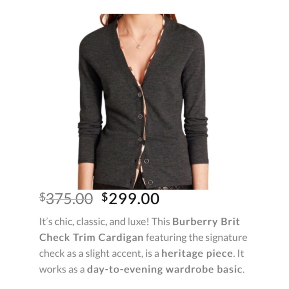 FIRM Burberry trim plaid cardigan.Burberry sweater